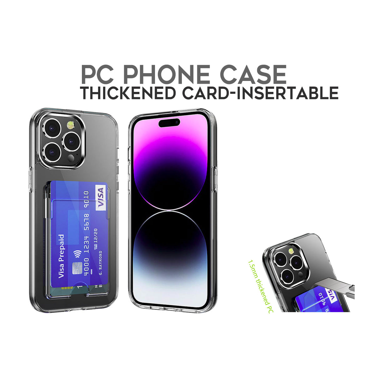 Cover per iPhone trasparente 100% con portacarte - 6041/6026