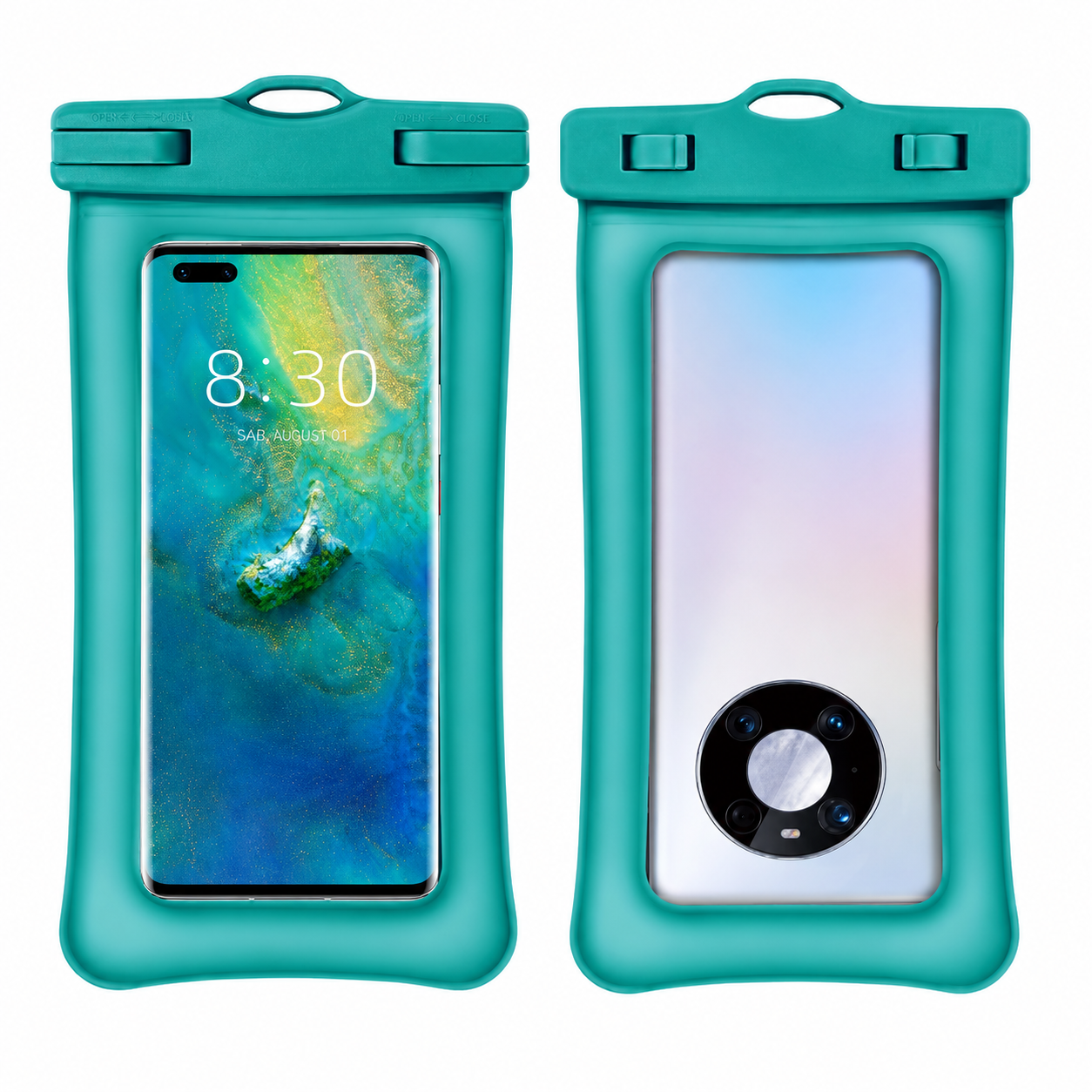 Custodia Impermeabile Galleggiante per Smartphone con Doppio Airbag, IPX8 fino a 30 Metri, Compatibile fino a 7,2 Pollici, TPU Touch ad Alta Sensibilità, per Nuoto, Immersioni e Terme, con Cordino Girevole-J009-2