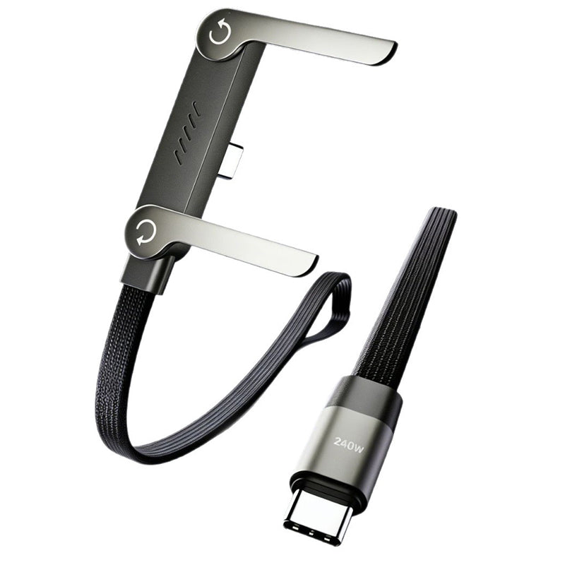 Cavo intrecciato di ricarica rapida 240W 1.5M con supporto pieghevole 360° compatibile con iPhone e Android - X09A