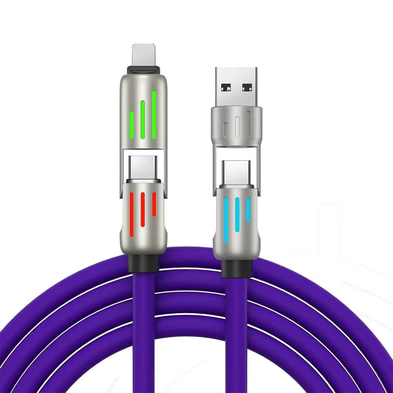 Cavo Bestseller 240W RGB con Luce a Colonna|4 in 1 Due-in-Due|Compatibile Android/ Apple / Type-C Mod. CV11