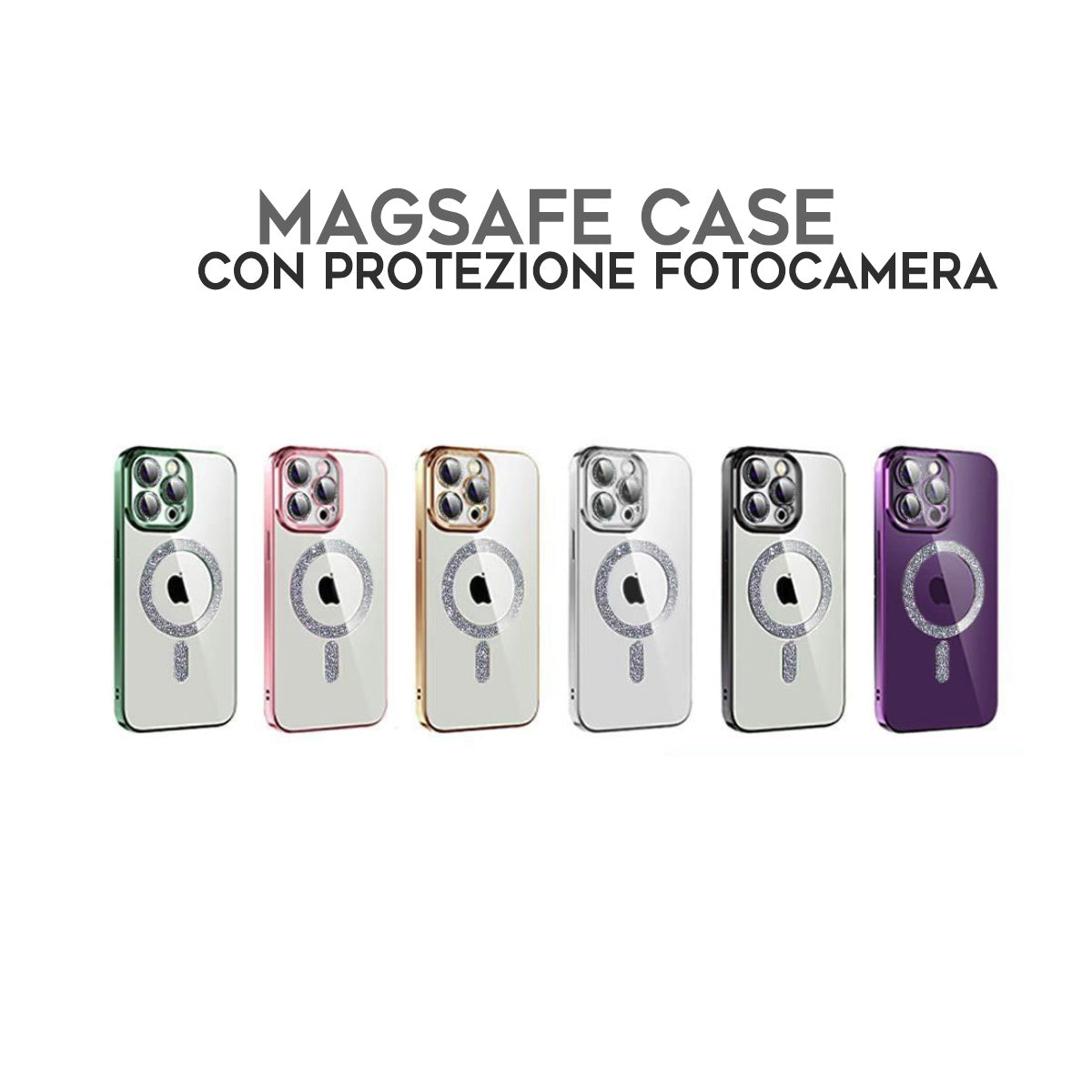 Cover per iPhone con brillantini effetto diamante e compatibile con MagSafe