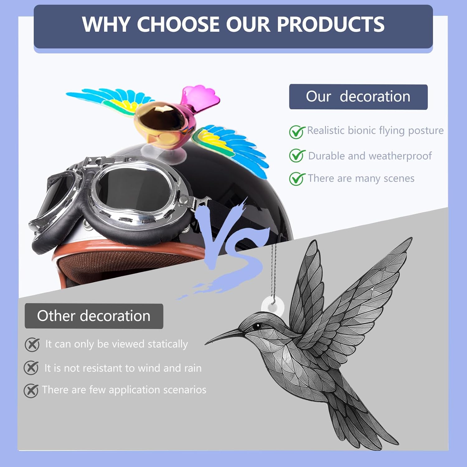 Uccellino Bionico Swing Wings – Decorazione Auto/Moto che Vola col Vento! - AD01