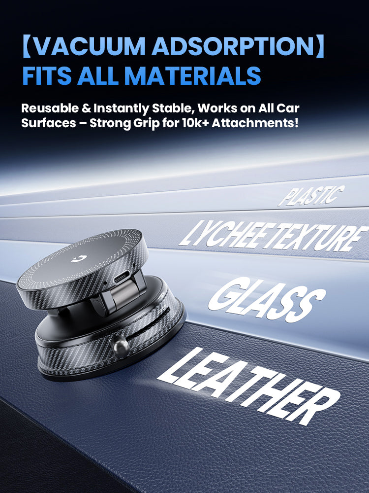 Supporto Magnetico Auto con Ricarica Wireless 15W – Rotazione 180°, Super Magneti N52, Fissaggio a Vuoto - A14