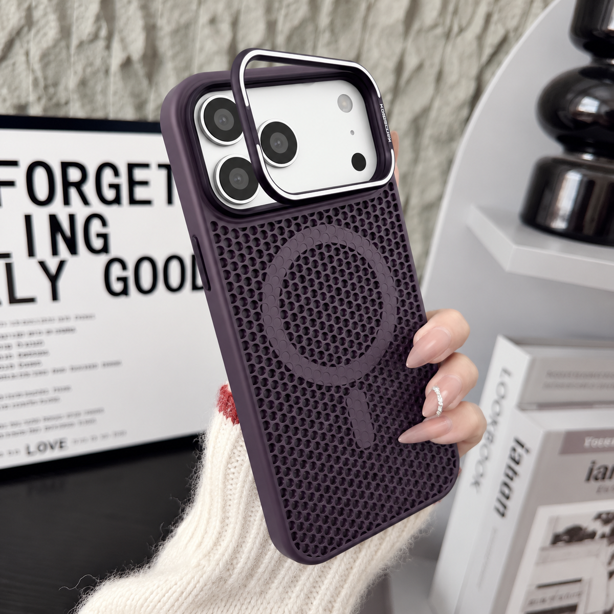 Mediatech Cover Magnetica Antiurto con Design a Nido d’Ape, Supporto Stand e Dissipazione del Calore per iPhone-CS11