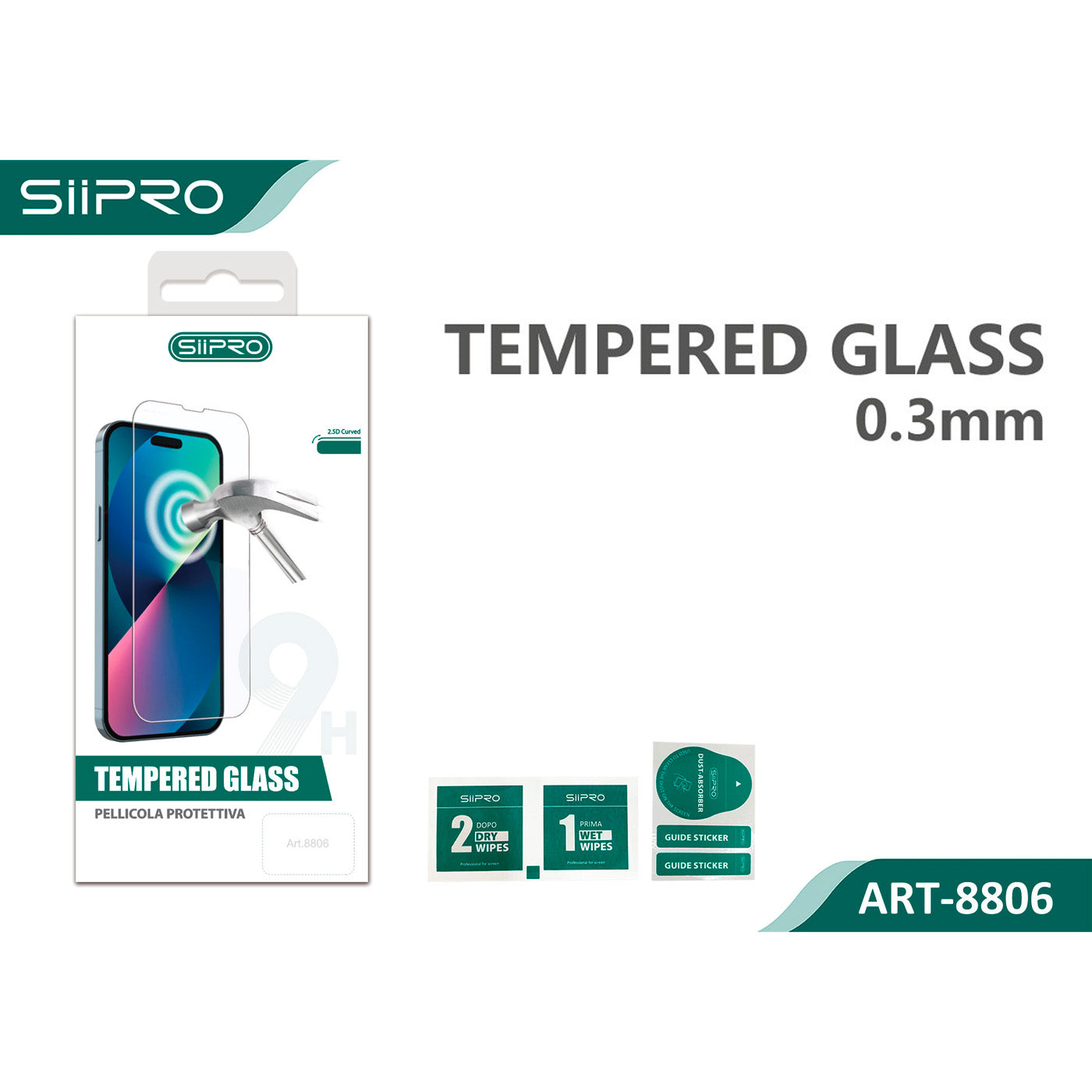 Pellicola in vetro temperato per iPhone- Standard - 8806