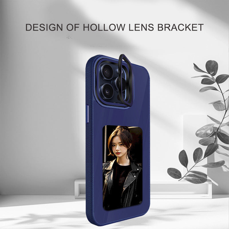 Cover DIY Smart NCF in effetto pelle con proiezione sullo schermo posteriore a inchiostro HD per le foto - visualizza istantaneamente - con supporto per fotocamera - CS06