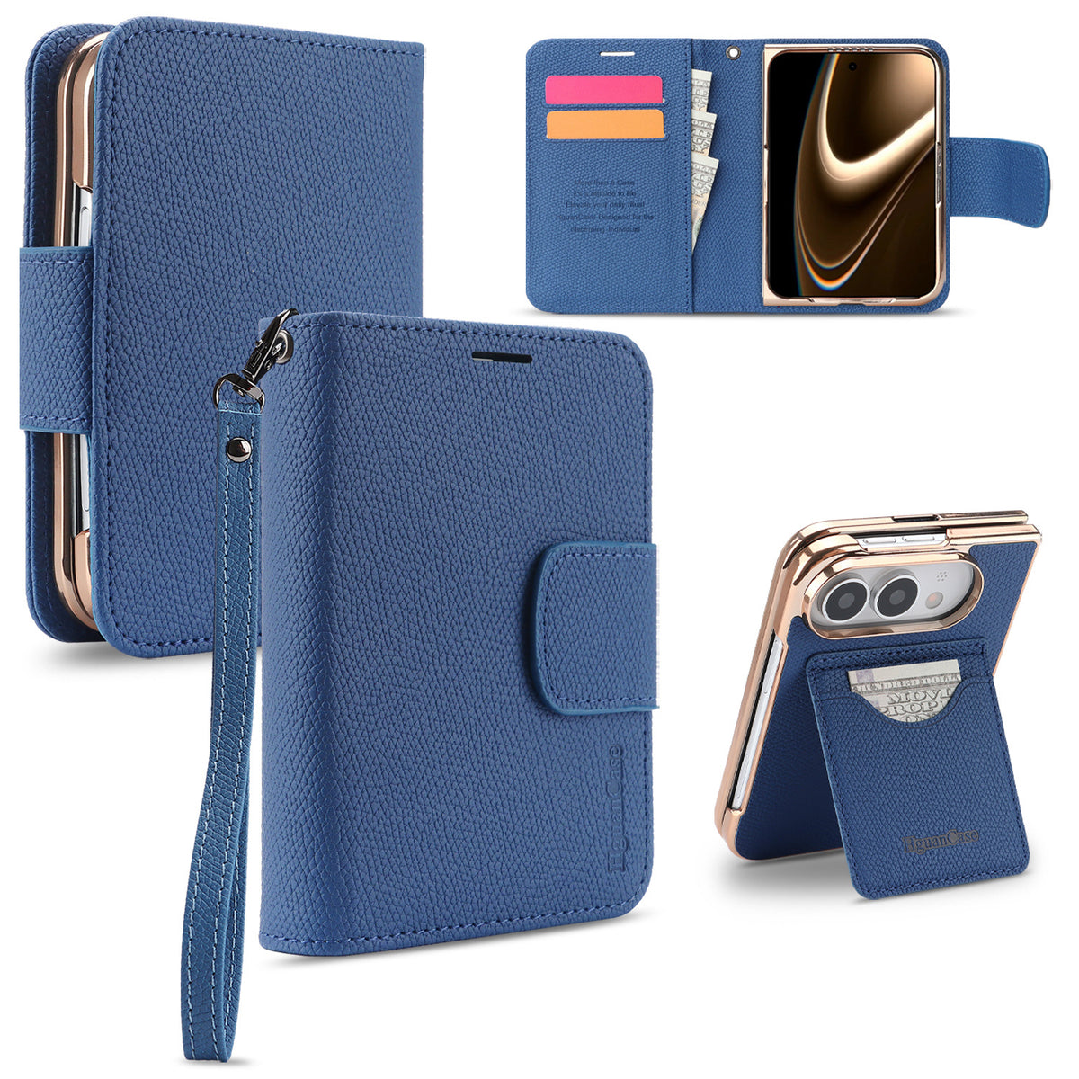 Cover a Libro 2 in 1 Magnetica e Staccabile per iPhone Duo, Custodia Portafoglio in PU con Porta Carte, Supporto Verticale e Orizzontale, Chiusura Magnetica e Laccetto-DUO-L01
