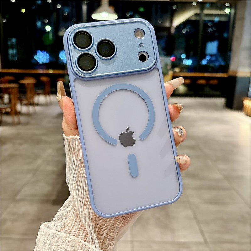 Cover per iPhone con Protezione Fotocamera, Trasparente Effetto Fumé, Compatibile con MagSafe – 6048