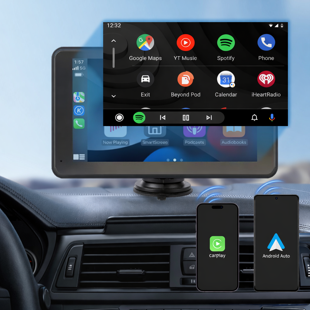 Car Player portatile con display HD da 7” 2.5D, compatibile con Apple CarPlay & Android Auto CP-M5