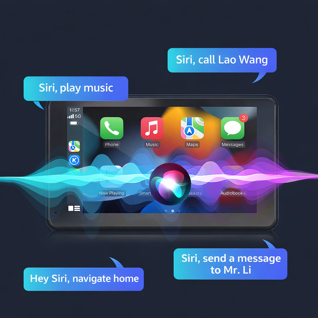 Car Player portatile con display HD da 7” 2.5D, compatibile con Apple CarPlay & Android Auto CP-M5