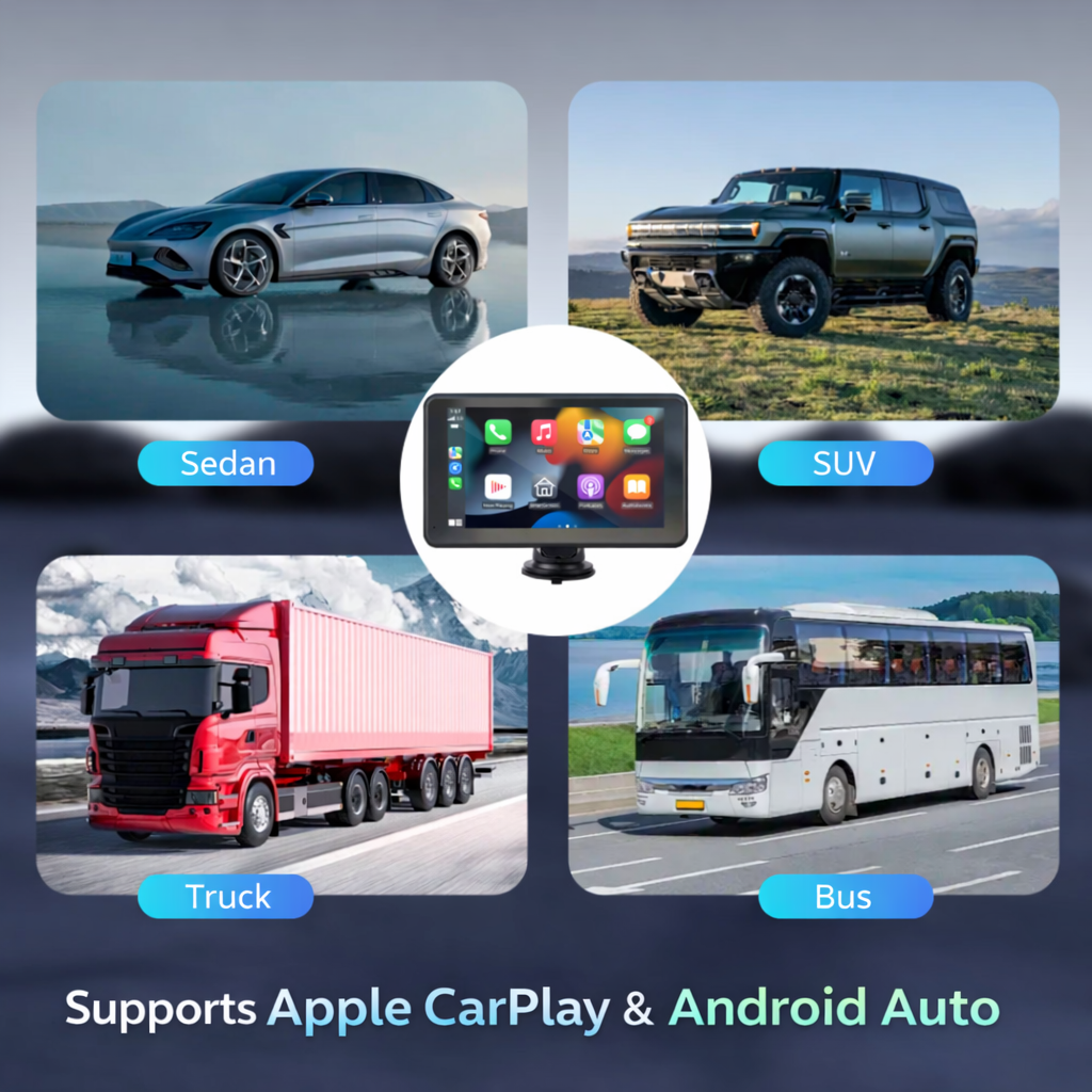 Car Player portatile con display HD da 7” 2.5D, compatibile con Apple CarPlay & Android Auto CP-M5