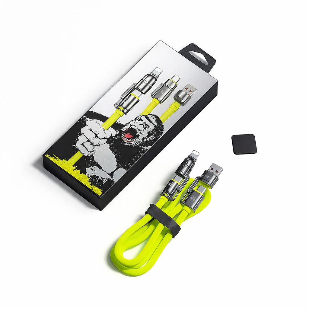 Cavo di Ricarica Rapida 4 in 1 da 240W 1.2M – USB | USB-C | Type-C | Lightning – Silicone Liquido, Alta Velocità Dati - WDC-51