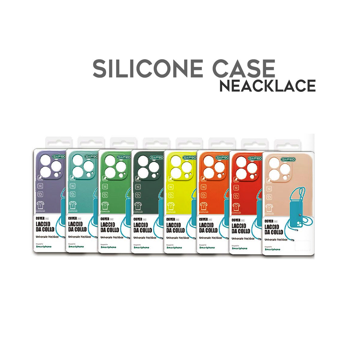 Cover per iPhone colorata in silicone con laccio - 6018