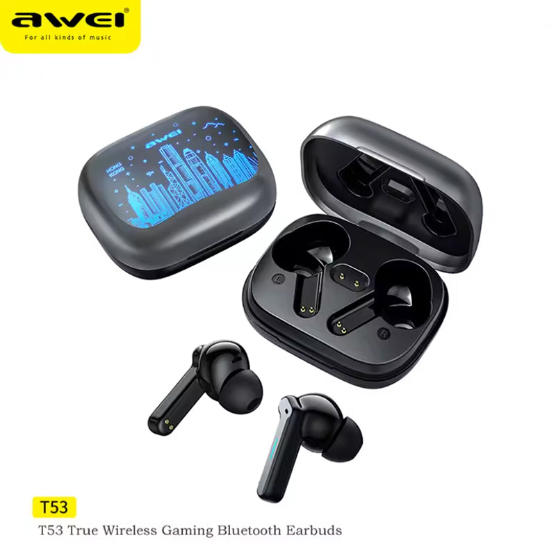 Awei T53 TWS Auricolari Bluetooth da Gaming con Display LED | T53-ANC