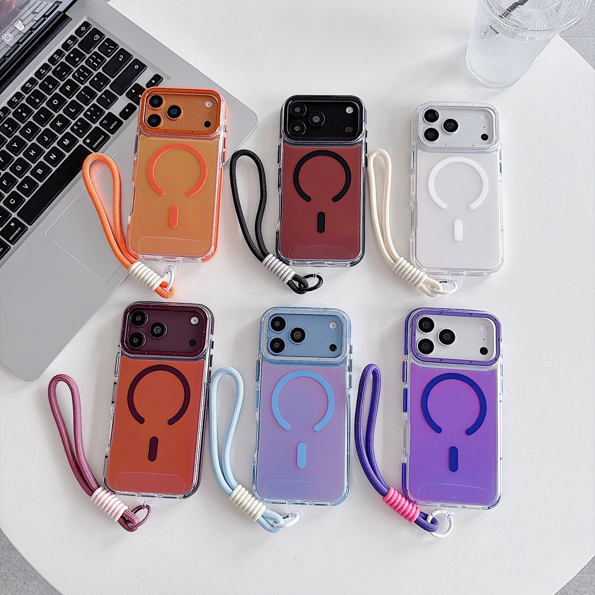 Mediatech Cover Magnetica Compatibile MagSafe con Laccetto da Polso per iPhone | Custodia Trasparente Antiurto con Bordi Rinforzati - CS13