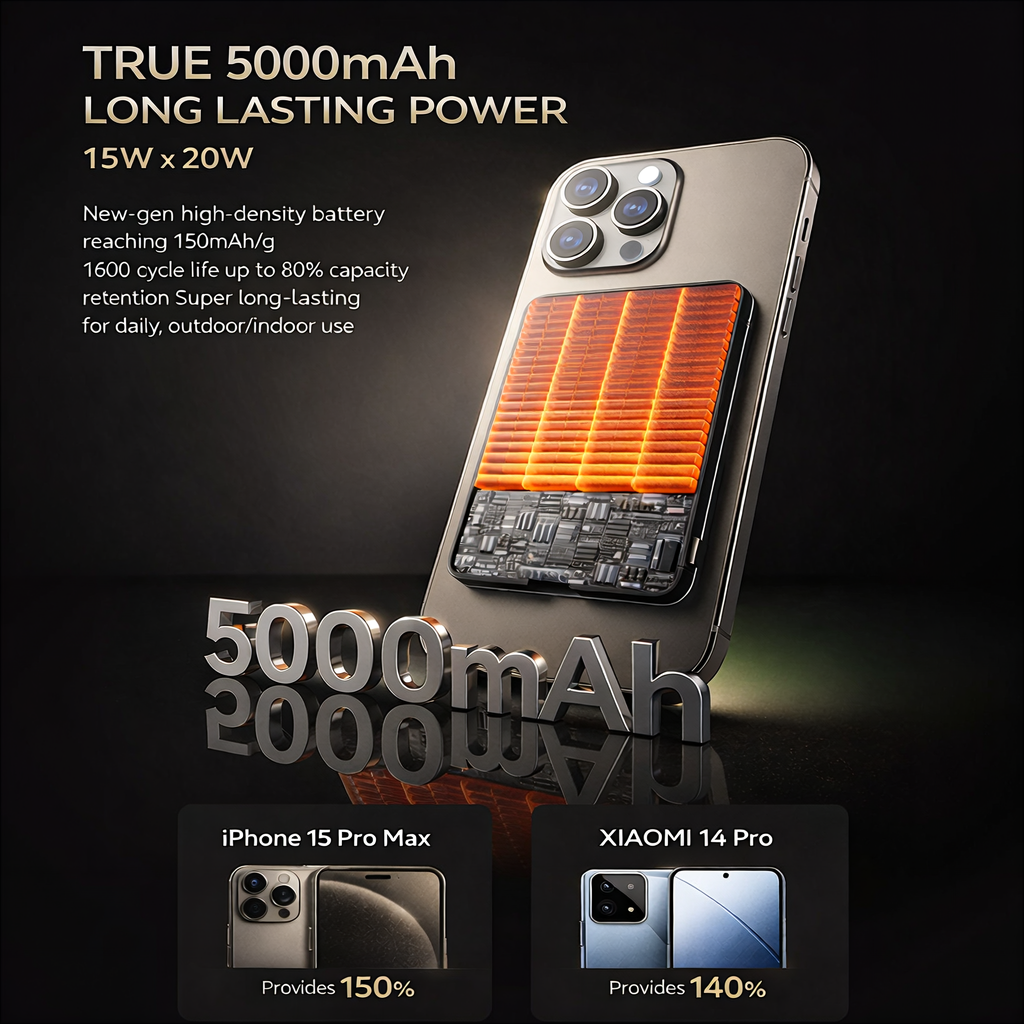 Power Bank Magnetico|Anti-surriscaldamento・Display LED|Design sottile e leggero|5000/10000mAh| Compatibile iPhone e Android – Q1/Q2