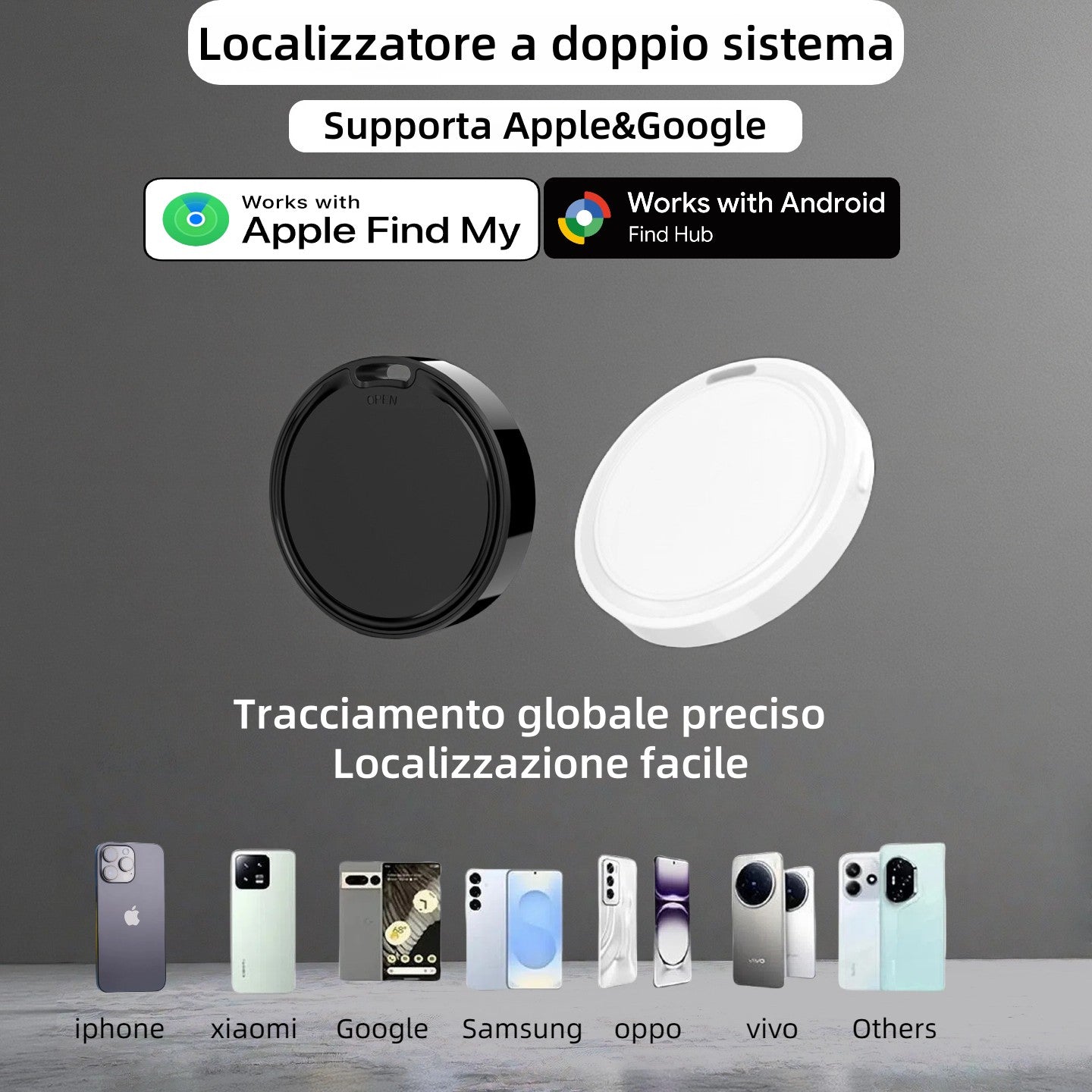 OTAG Dispositivo Anti-Smarrimento – Compatibile con Android Find My Device, Ideale per Chiavi, Zaini, Animali e Altri Oggetti - F8A