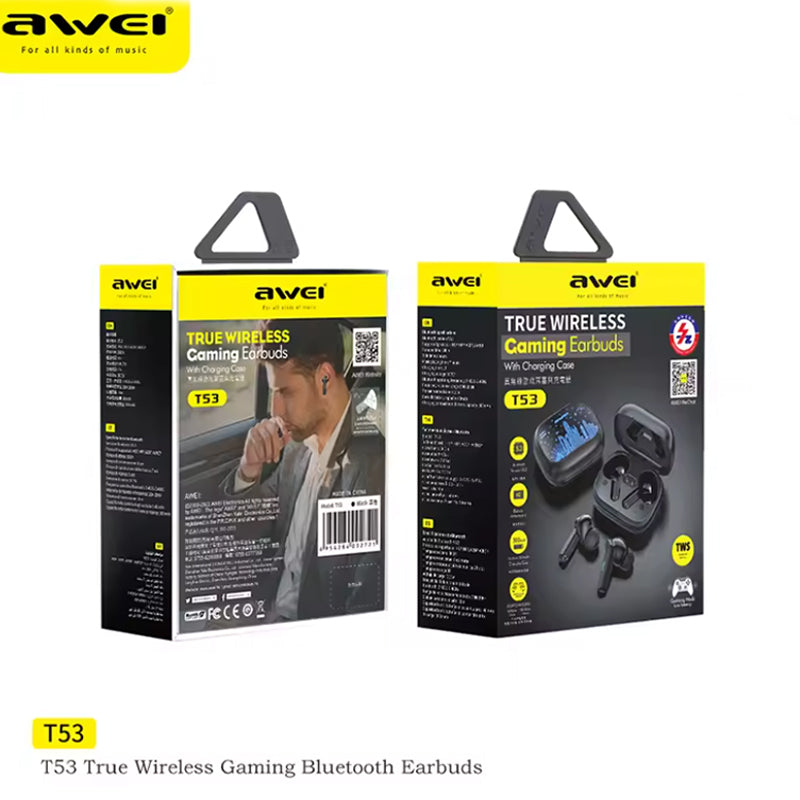 Awei T53 TWS Auricolari Bluetooth da Gaming con Display LED | T53-ANC