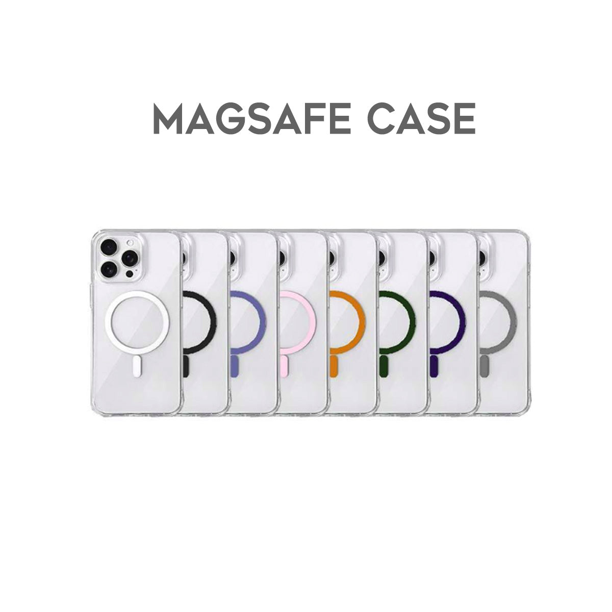 Cover per iPhone trasparente con bordi colorati antiurto compatibile con MagSafe in TPU+PC - 6036