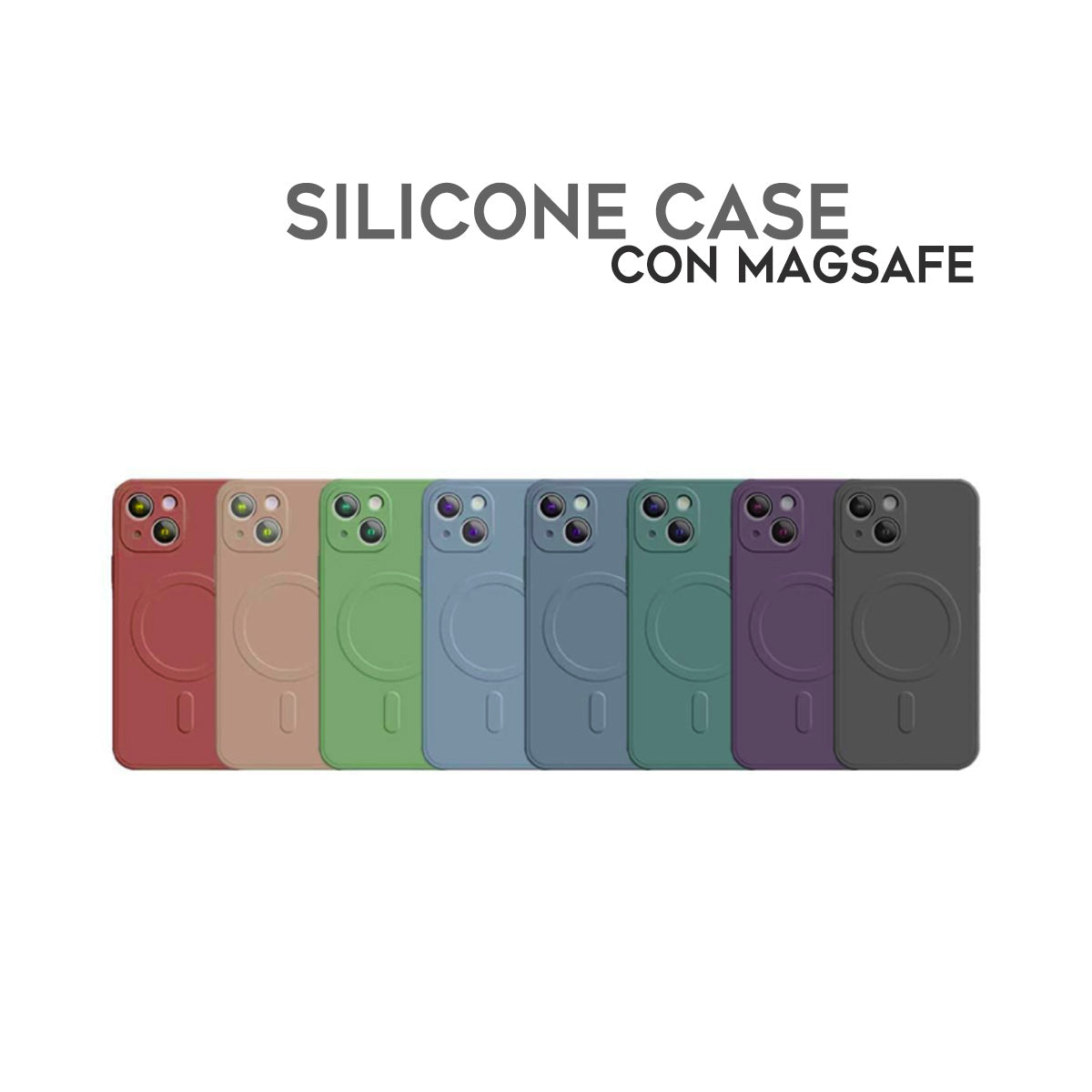 Cover per iPhone in silicone, compatibile con MagSafe e con protezione per l’area fotocamera - 6045