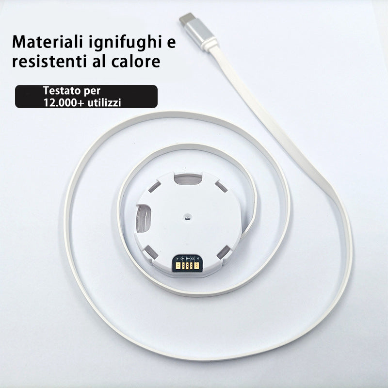 Cavo retrattile 70W | Ricarica rapida | Compatibile Apple & Android | Modulo cavo singolo | Ideale per auto e ricarica wireless