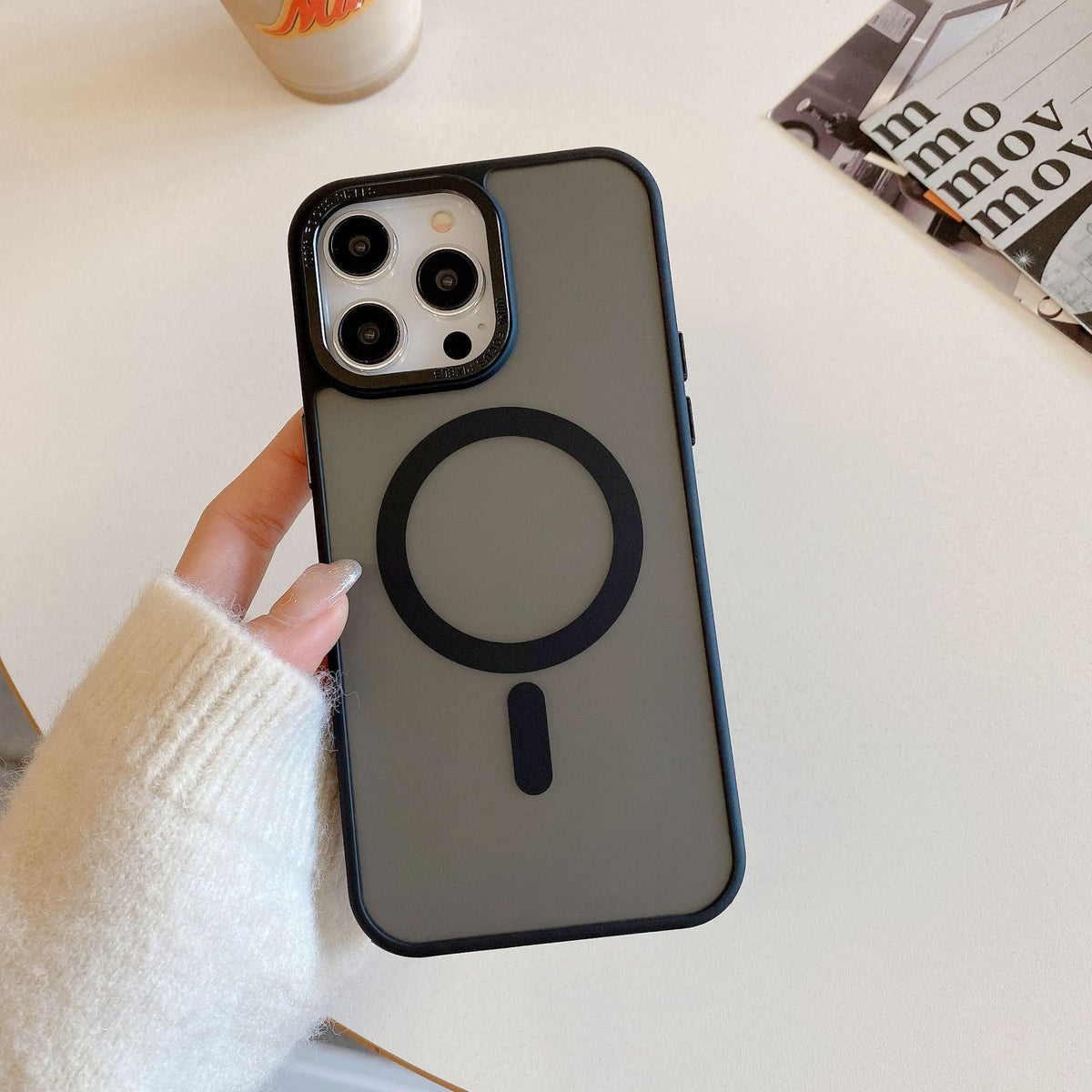 Cover per iPhone - Trasparente effetto fumé - Soft touch + Anti impronte - compatibile per magsafe - 6030