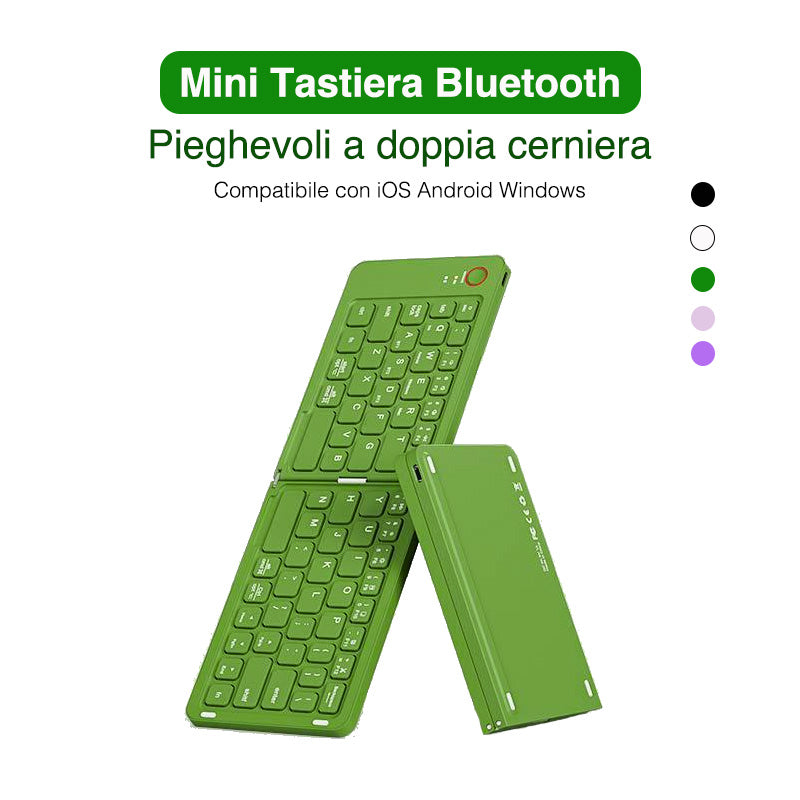 Mini Tastiera Bluetooth Pieghevole | Ultra Sottile e Portatile |Chiusura Magnetica |Compatibile con iOS Android Windows per smartphone tablet e laptop - B023