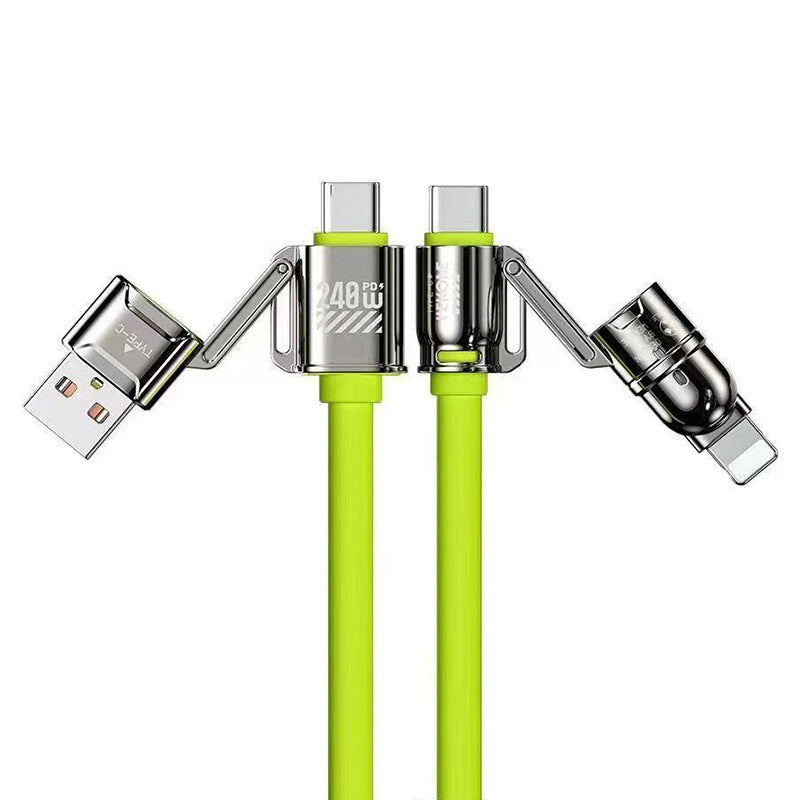 Cavo di Ricarica Rapida 4 in 1 da 240W 1.2M – USB | USB-C | Type-C | Lightning – Silicone Liquido, Alta Velocità Dati - WDC-51