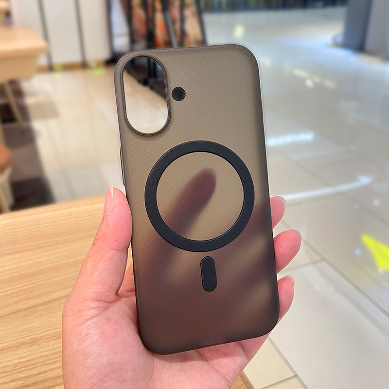 Cover Ultra Sottile da 12g per iPhone – Effetto Fumé, Finitura Opaca Antiscivolo, Compatibile con MagSafe, Anti-Impronta, Protezione Antiurto Mod. CS04
