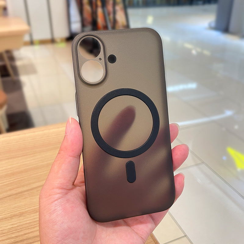 Cover Ultra Sottile da 12g per iPhone – Effetto Fumé, Finitura Opaca Antiscivolo, Compatibile con MagSafe, Anti-Impronta Mod. CS04