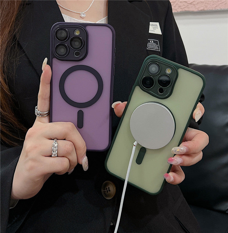 Cover per iPhone con Protezione Fotocamera, Trasparente Effetto Fumé, Compatibile con MagSafe – 6048