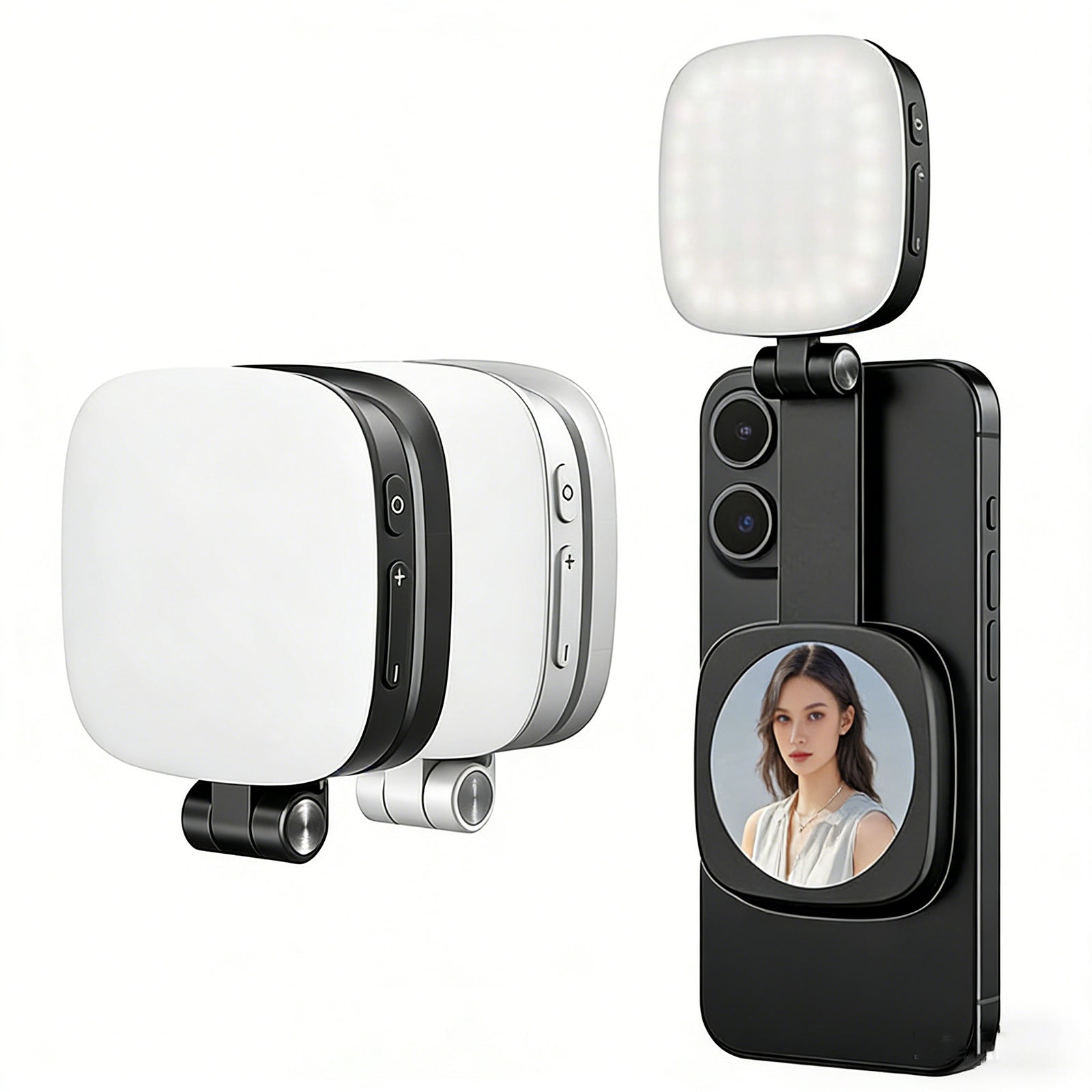 Luce Selfie Magnetica Regolabile per Smartphone – con specchio - Rotazione 360°, Inclinazione 270° - Compatibile MagSafe - JQ-01