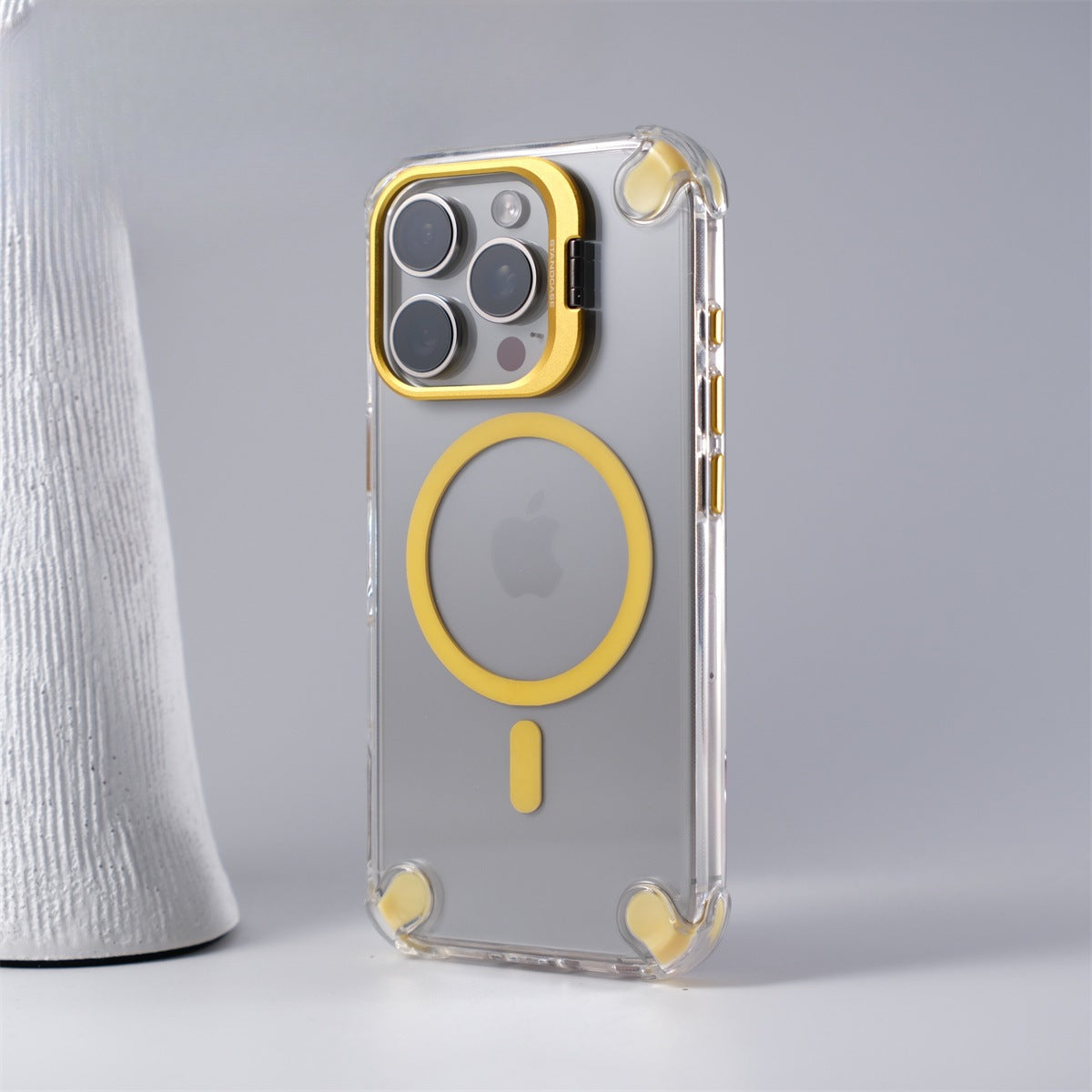 Cover Trasparente con Supporto Integrato nella Cornice Fotocamera per iPhone | MagSafe & Anti-Urto CS07