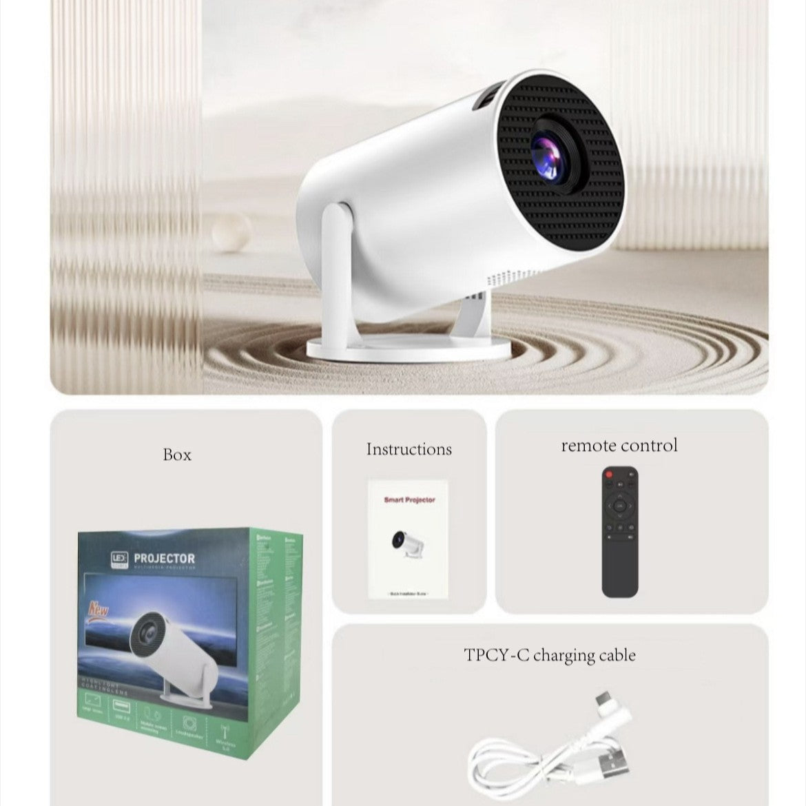 HY200/HY300 Mini | Proiettore portatile 1080P | Mirroring wireless | Cinema domestico compatto | Design a cannone Y200 - HY300MN