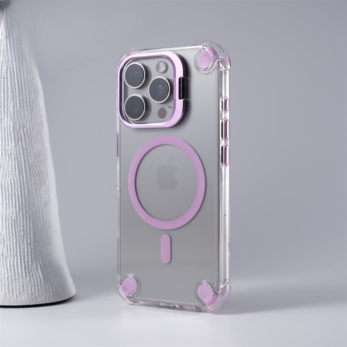 Cover Trasparente con Supporto Integrato nella Cornice Fotocamera per iPhone | MagSafe & Anti-Urto CS07