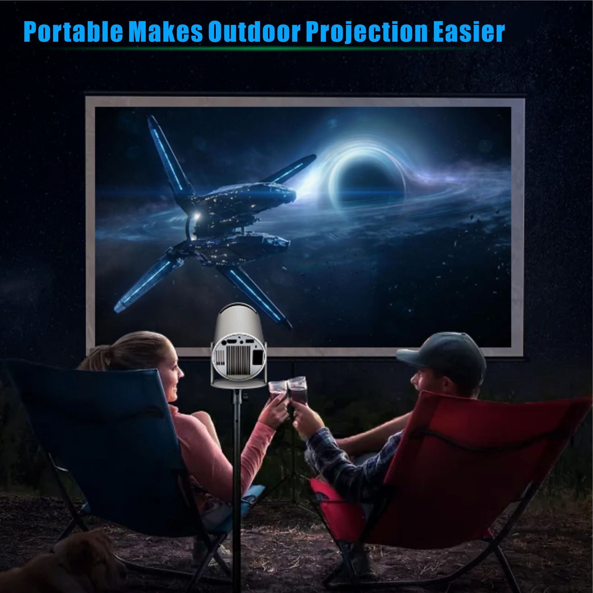 HY300PRO New | Mini proiettore portatile 4K | Android integrato | Proiezione wireless | Home cinema compatto