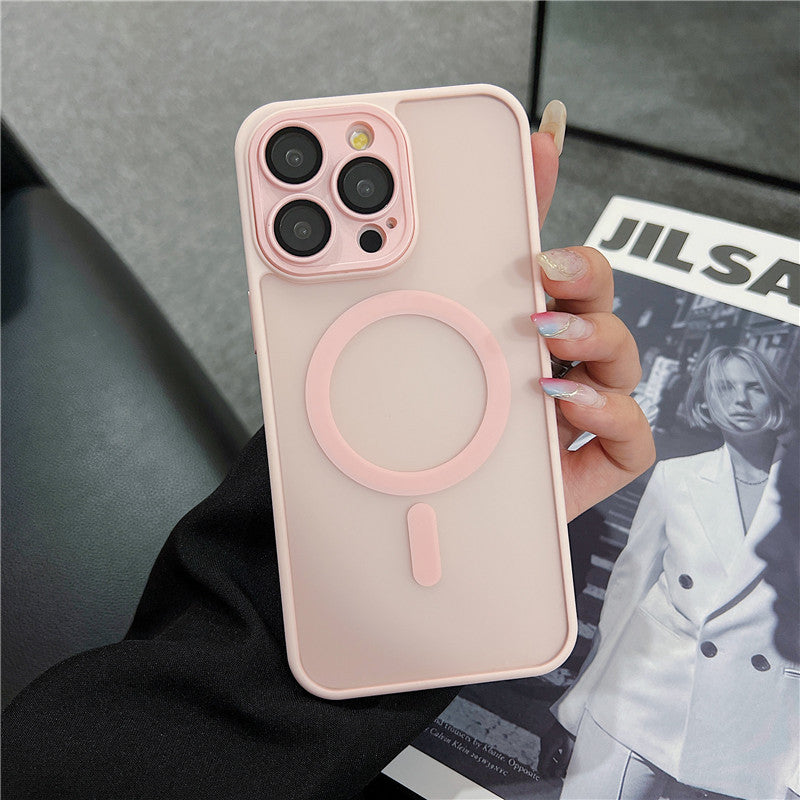 Cover per iPhone con Protezione Fotocamera, Trasparente Effetto Fumé, Compatibile con MagSafe – 6048