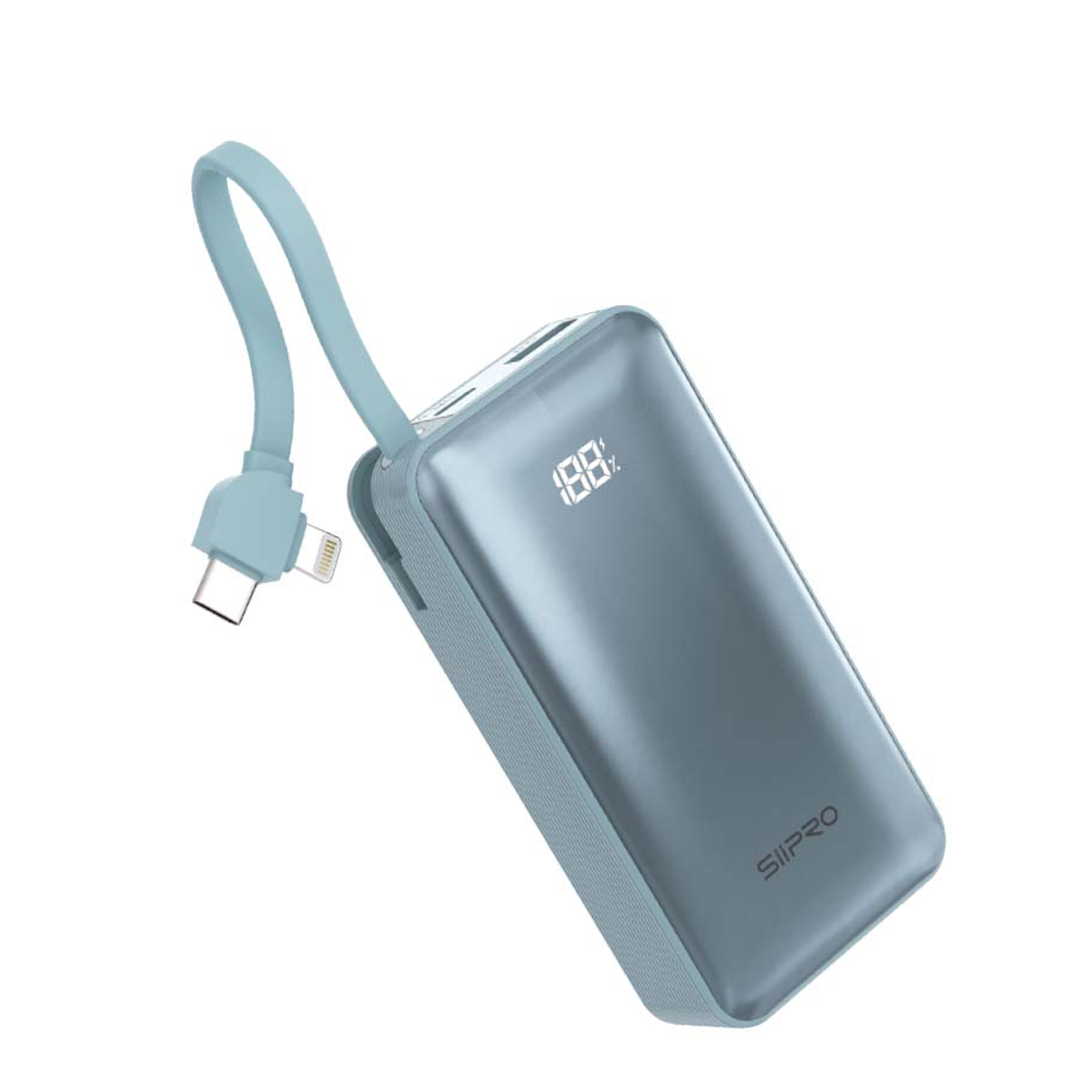 Power Bank 9000 mAh - cavo integrato (Type-C e Lightning) - ricarica veloce 22.5W (5V/9V/12V) - porte uscita Usb-A e Type C - SP-102