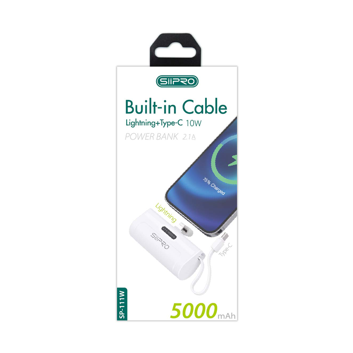 Mini Power Bank 5000mAh per iPhone – Cavo Lightning Incluso – Tascabile e Leggero 5000 mAh 10 W 2.1 A-SP-111