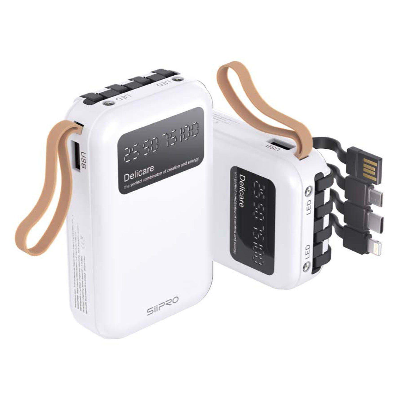 Power Bank con cavi integrati da 10.000 mAh