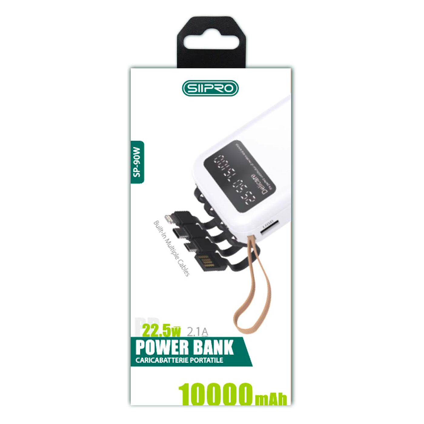 Power Bank con cavi integrati da 10.000 mAh