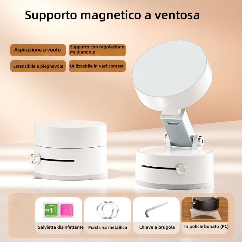 Supporto magnetico per smartphone con ventosa a vuoto, pieghevole e salvaspazio — perfetto per auto, casa e scrivania - A2/A2 Pro/A3