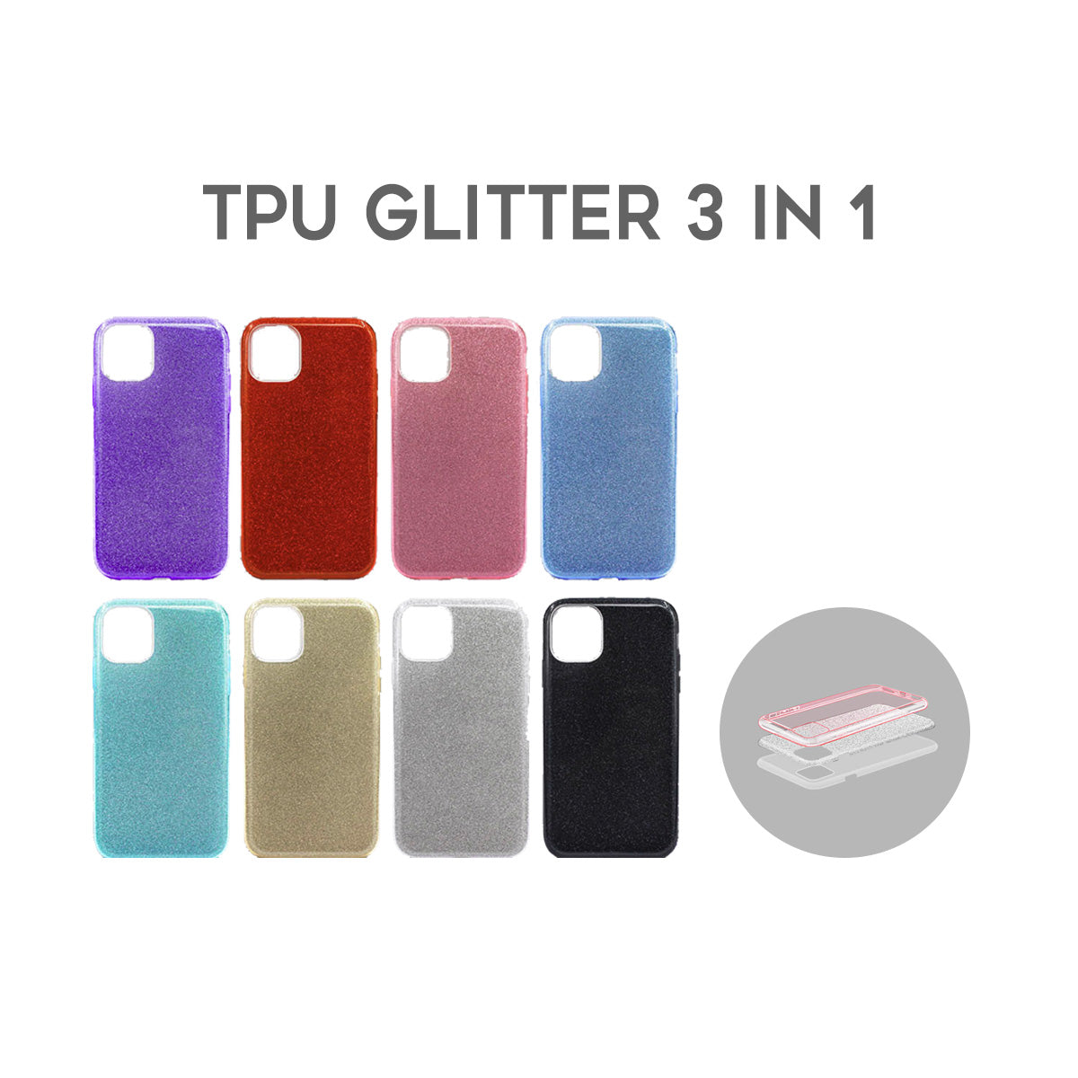 Cover per Realme con brillantini 3 in 1