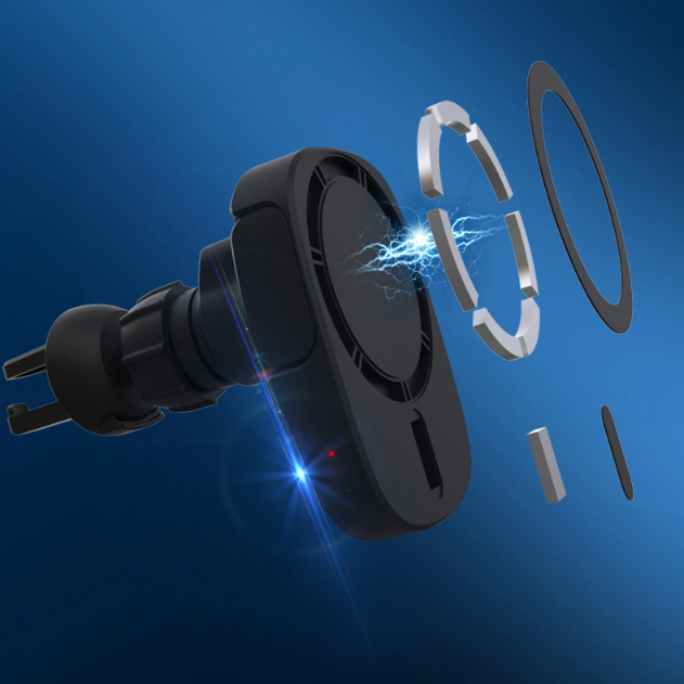 Caricabatterie Wireless Auto 15W con Bloccaggio Automatico – Supporto Magnetico per Smartphone