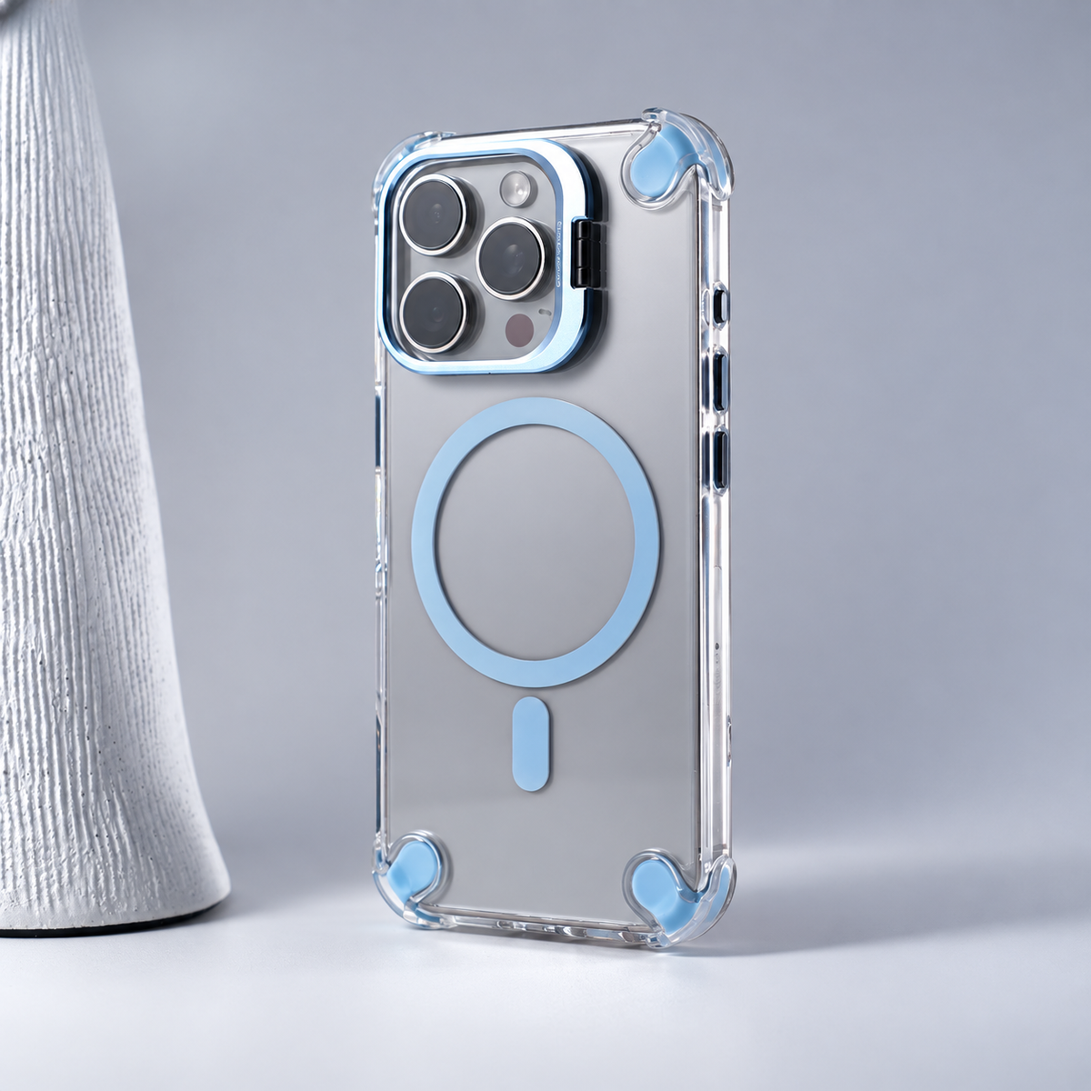 Cover Trasparente con Supporto Integrato nella Cornice Fotocamera per iPhone | MagSafe & Anti-Urto CS07