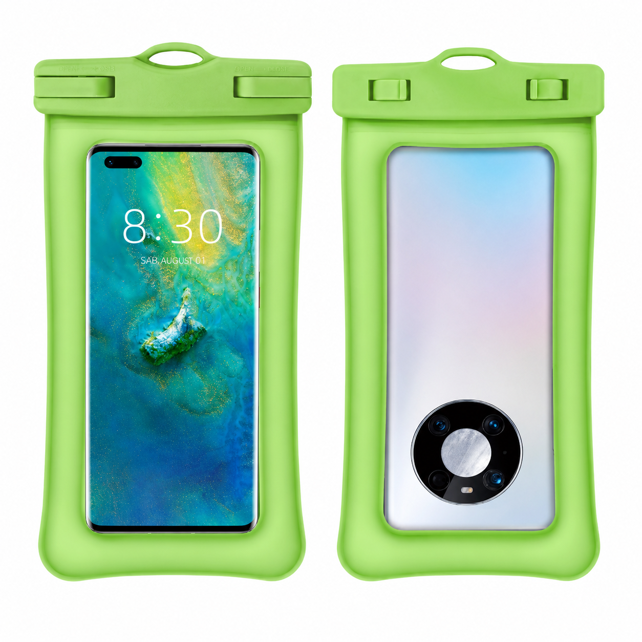 Custodia Impermeabile Galleggiante per Smartphone con Doppio Airbag, IPX8 fino a 30 Metri, Compatibile fino a 7,2 Pollici, TPU Touch ad Alta Sensibilità, per Nuoto, Immersioni e Terme, con Cordino Girevole-J009-2