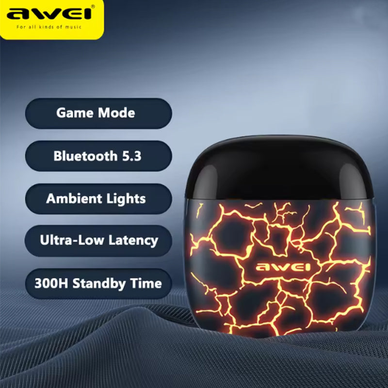 Awei T28 Pro Auricolari Gaming 🎧 | Bluetooth 5.3 ⚡ | Custodia LED Dinamica ✨ Colori Varianti 🔥 | Bassi 13mm HiFi 🎶 | Ultra-Low Latency 🎮