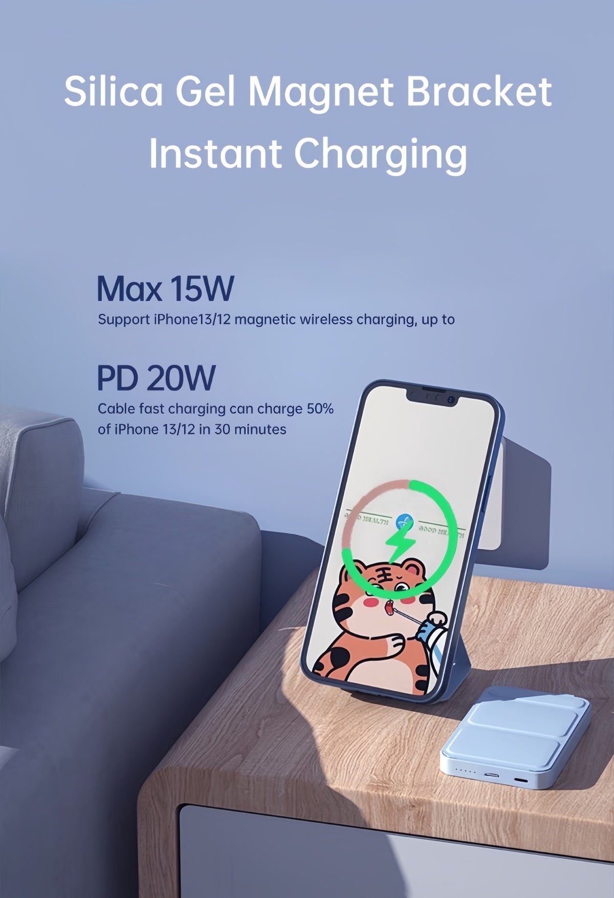 POWER BANK DA 5000mAh 20W Magnetic wireless bracket- con Lightning e Type-c