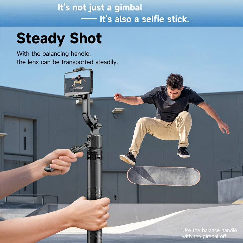 Selfie Stick AI con Tracciamento Facciale, Treppiede Telescopico e Stabile con Telecomando Bluetooth, Rotazione 360°, Compatibile con iPhone e Android - C17