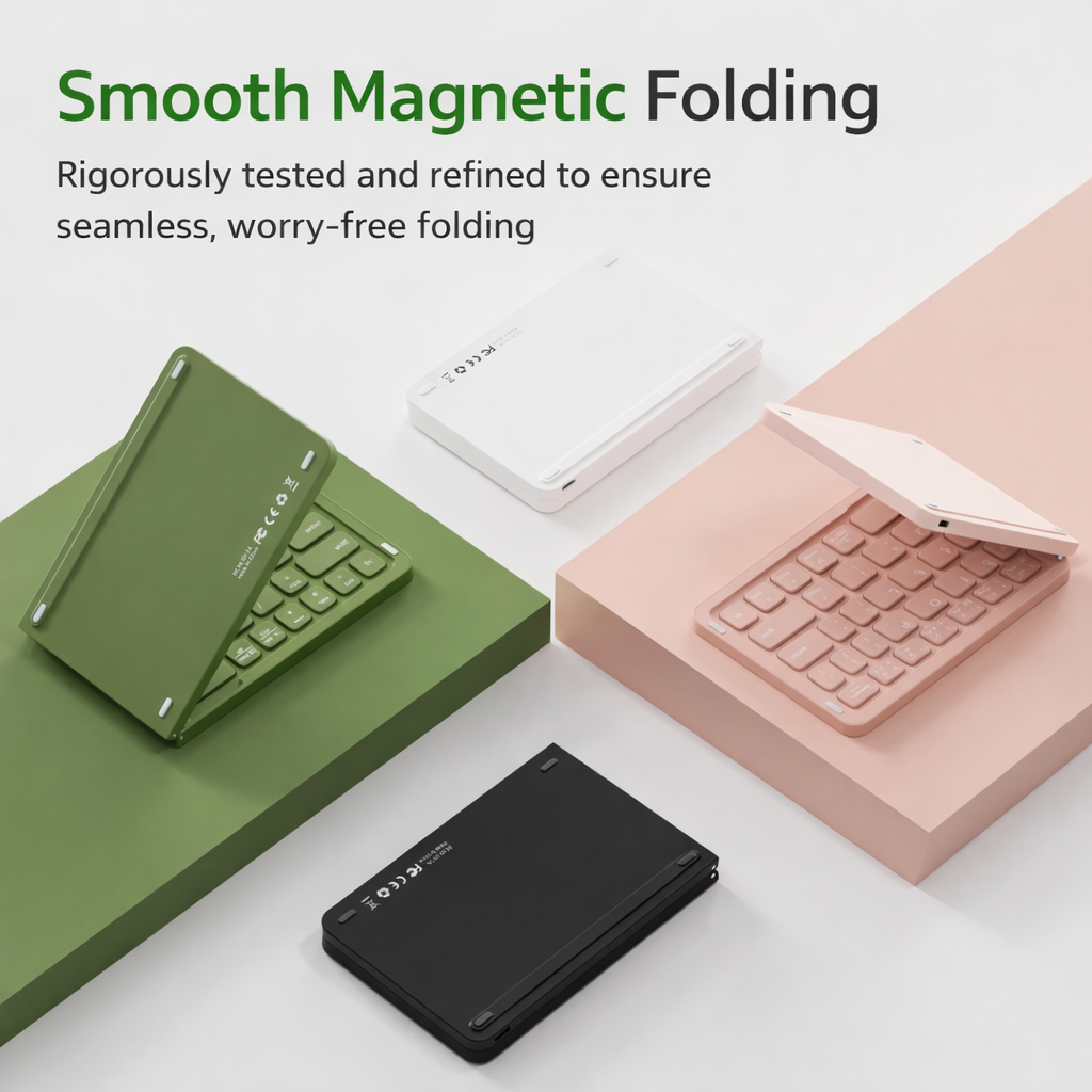 Mini Tastiera Bluetooth Pieghevole | Ultra Sottile e Portatile |Chiusura Magnetica |Compatibile con iOS Android Windows per smartphone tablet e laptop - B023